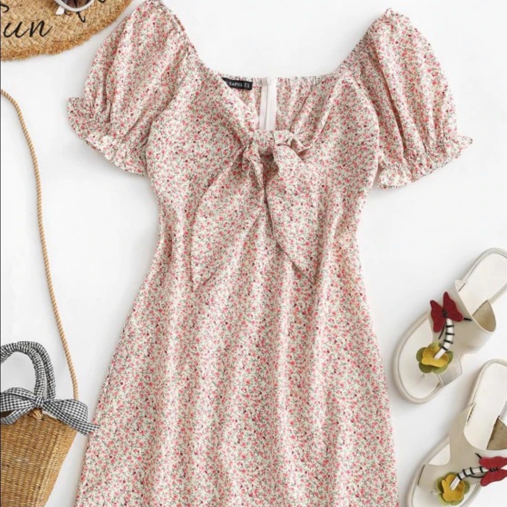 ZAFUL Puff Sleeve Floral Dress